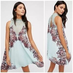 Intimately Free People Marsha Mint Floral Lace Mini Slip Dress Size Small Fairy